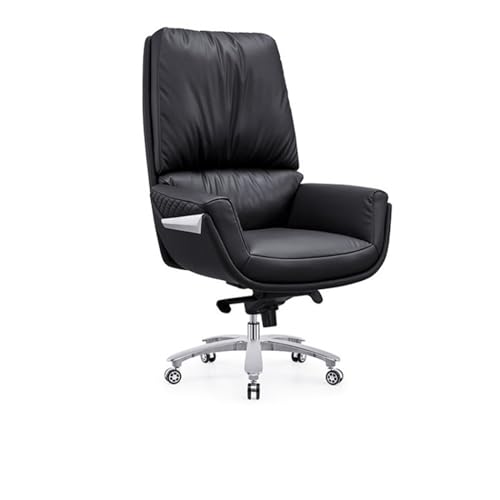 SBCGFY Home-Office-Schreibtischstühle, Drehstuhl Business Nappaleder Große und hohe Bürostühle Ergonomischer bequemer sitzender Computerstuhl Home-Office-DRE(Schwarze erste Schicht Rindsleder) von SBCGFY