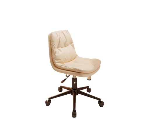 SBCGFY Home-Office-Schreibtischstühle, Drehstuhl aus Leder, bequemer Computer-Home-Office-Studien-Kommode-Drehstuhl(Beige) von SBCGFY