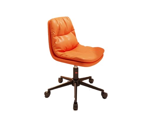 SBCGFY Home-Office-Schreibtischstühle, Drehstuhl aus Leder, bequemer Computer-Home-Office-Studien-Kommode-Drehstuhl(Orange) von SBCGFY