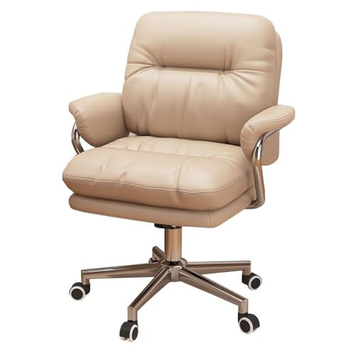 SBCGFY Home-Office-Stuhl, Ergonomische Bürostühle, Computerstuhl mit mittlerer Rückenlehne, Computerstuhl aus Leder, Ergonomische Arbeitsstühle mit Rollen, Drehstuhl von SBCGFY