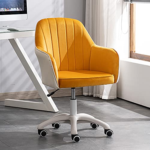 SBCGFY Home Velvet, PU-Leder Akzentstuhl für Schlafzimmer Wohnzimmer Arbeit, Mid-Back Computerstuhl Moderner höhenverstellbarer Schreibtischstuhl mit Armlehne und Rädern-E 58x58x62-70cm von SBCGFY