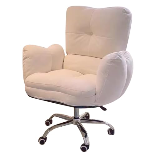 SBCGFY Lazy Sofa Gaming Chair Study Chair Ergonomische Bürostühle Liegestuhl für Schlafzimmer, Home-Office-Schreibtischstühle Rückenlehne Verstellbarer Schre(Beige) von SBCGFY