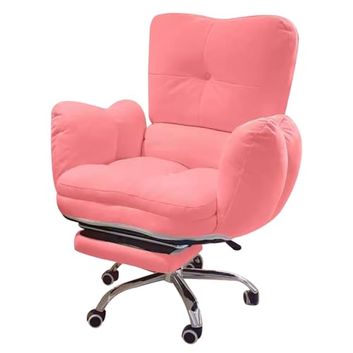 SBCGFY Lazy Sofa Gaming Chair Study Chair Ergonomische Bürostühle Liegestuhl für Schlafzimmer, Home-Office-Schreibtischstühle Rückenlehne Verstellbarer Schre(Rosa mit Fußstütze) von SBCGFY
