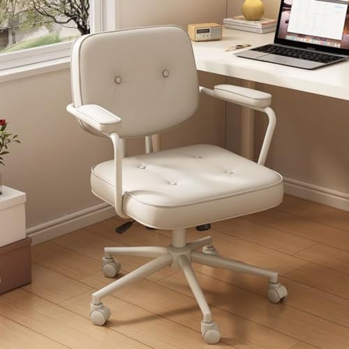 SBCGFY Mid Century Bürostuhl aus Leder, höhenverstellbarer Schreibtischstuhl mit Schaukelrückenlehne und gepolsterter Armlehne, moderner Rollstuhl für das Ho(E) von SBCGFY