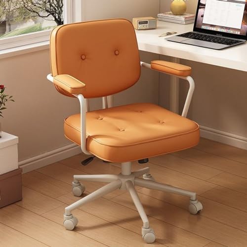 SBCGFY Mid Century Bürostuhl aus Leder, höhenverstellbarer Schreibtischstuhl mit Schaukelrückenlehne und gepolsterter Armlehne, moderner Rollstuhl für das Ho(G) von SBCGFY