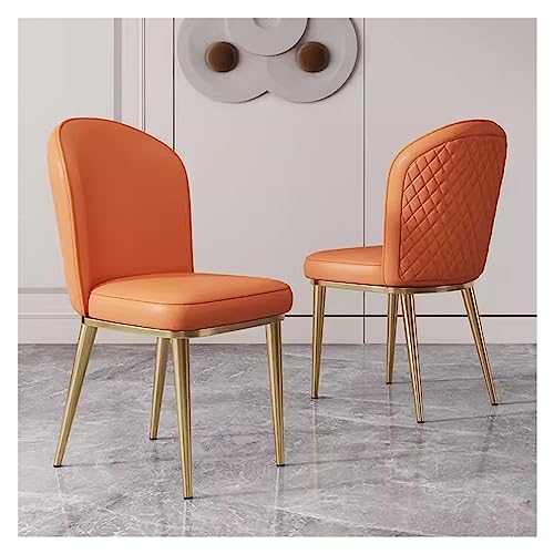 SBCGFY Mid-Century Vintage-Esszimmerstühle aus Leder mit goldenen Metallbeinen. Grau gepolsterte Küchenthekenstühle für Wohnzimmer, Lounge und Eckbereiche(Orange) von SBCGFY