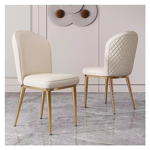 SBCGFY Mid-Century Vintage-Esszimmerstühle aus Leder mit goldenen Metallbeinen. Grau gepolsterte Küchenthekenstühle für Wohnzimmer, Lounge und Eckbereiche(Weiß) von SBCGFY