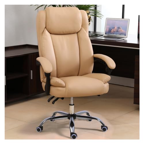 SBCGFY Schreibtischstühle für das Homeoffice, Drehstuhl, Bürostuhl mit Verstellbarer Rückenlehne, bequemer ergonomischer Computer-Gaming-Stuhl für zu Hause(Beige, kein Pedal) von SBCGFY