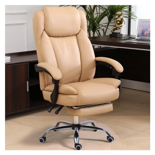 SBCGFY Schreibtischstühle für das Homeoffice, Drehstuhl, Bürostuhl mit Verstellbarer Rückenlehne, bequemer ergonomischer Computer-Gaming-Stuhl für zu Hause(Beiges Fußpedal) von SBCGFY