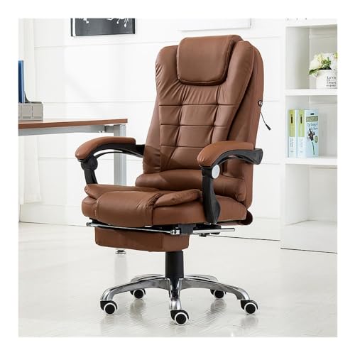 SBCGFY Schwarzer Chefsessel, Lederstuhl mit hoher Rückenlehne, gepolsterten Armlehnen und Schwenkrädern für Home-Office-Gaming(Braun) von SBCGFY