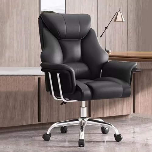 SBCGFY Stuhl Große und hohe Bürostühle Ergonomischer Chefsessel, Drehstuhl mit Rückenlehne, Computerstühle Gaming-Schreibtischstuhl aus Leder mit Rollen/Oran(Schwarz/a) von SBCGFY