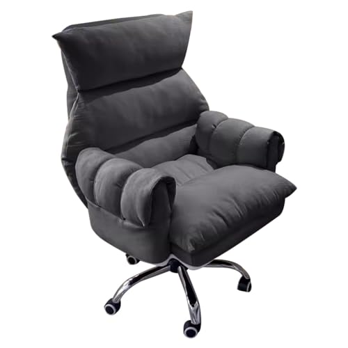 SBCGFY Weicher Arbeits- und Gaming-Stuhl, ergonomischer Liegestuhl, Bürostühle, Lazy Sofa für Schlafzimmer, Home-Office-Schreibtischstühle, Rückenlehne, vers(Dunkelgrau) von SBCGFY