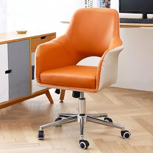 Schreibtischstuhl für das Homeoffice, Computer-Schreibtischstuhl, moderner Drehstuhl aus PU-Leder mit Armlehne, Arbeitsstuhl für Arbeitszimmer/Frisiertisch, höhenverstellbarer Arbeitssitz, Grau/B von SBCGFY