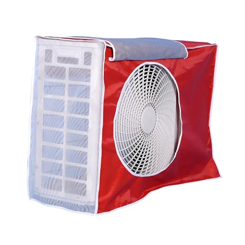 AC Abdeckung für Außeneinheit, Universelle Fenster Klimaanlagenabdeckung, Wasserdichter Sonnenschutz Außenschutz für Klimaanlagen mit Lüftungsnetz(Red,80x29x55cm) von SBCWH