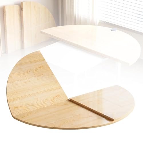 Große Runde Tischplatte, Faltbare Tischplattenverlängerung, Holz Ersatz Desktop mit versteckten Scharnieren, für Küche, Esszimmer, Terrasse, Bankett, Keine Beine(Natural,150cm/59in) von SBCWH