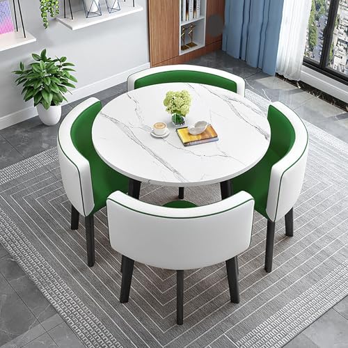 Kleiner Konferenztisch, Empfangsverhandlungstisch, Büroschreibtisch und Stuhl 5er-Set, Esszimmerschreibtisch, für Bar Balkon Schlafzimmer Bibliothek Billardsaal(Green,80cm/31.5in) von SBCWH