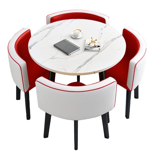 Kleiner Konferenztisch, Empfangsverhandlungstisch, Büroschreibtisch und Stuhl 5er-Set, Esszimmerschreibtisch, für Bar Balkon Schlafzimmer Bibliothek Billardsaal(Orange,90cm/35.5in) von SBCWH