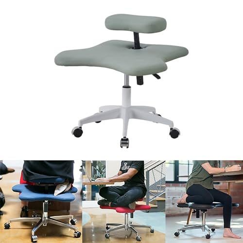 SBCWH Ergonomischer Kniestuhl, Höhenverstellbarer Stuhl mit Gekreuzten Beinen und Rollen, Kniestützstuhl zur Linderung von Rückenschmerzen und Verbesserung der Körperhaltung, für das Heimbüro (Color von SBCWH