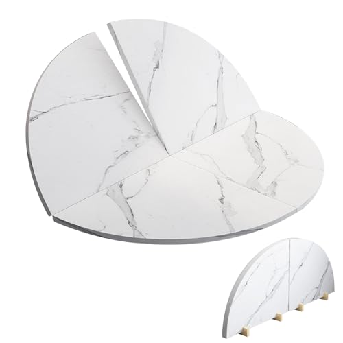 SBCWH Runde Faltbare Tischplatte, Tischplattenverlängerung aus Holz, 4-Fach Faltbare Marmorstruktur Ersetzt Schreibtisch ohne Beine, für Küche, Terrasse, Bankett(170cm/67in) von SBCWH