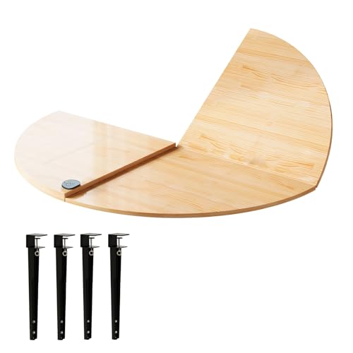 SBCWH Runde Faltbare Tischplatte mit 4 Beinen, 120-160 cm Durchmesser, Tischplattenverlängerung aus Holz, Catering, Bankett, Party, Vorübergehender Ersatz für den Schreibtisch(Natural,120cm/47in) von SBCWH