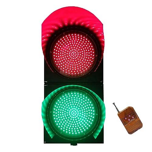 Verkehrsanzeigeleuchte, 200 mm/300 mm Verkehrswarnleuchte mit Fernbedienung, 2 Rote/Grüne Bremslichter, für den Außenbereich, Verkehrssteuerung/Sequenzer (Color : 220V, Size : 300mm/12in) von SBCWH