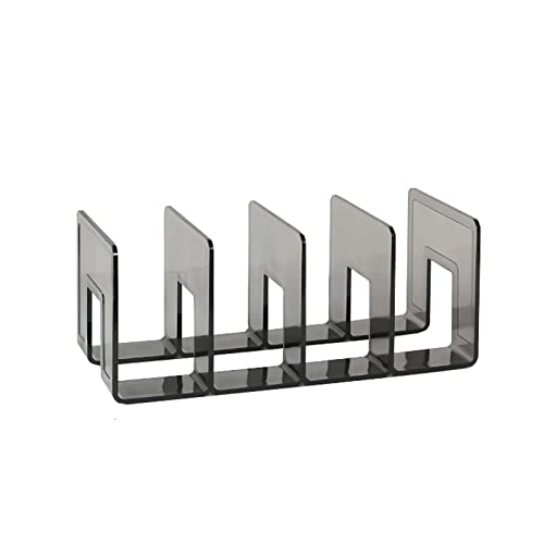 Buchstützen, Transparentes Bücherregal aus Acryl, Retro, mit Vier Gittern, Buchstützenteiler, Buch-Organizer-Halter for die Bibliothek, das Homeoffice, Schulbibliothek(Black) von SBJKLYRN