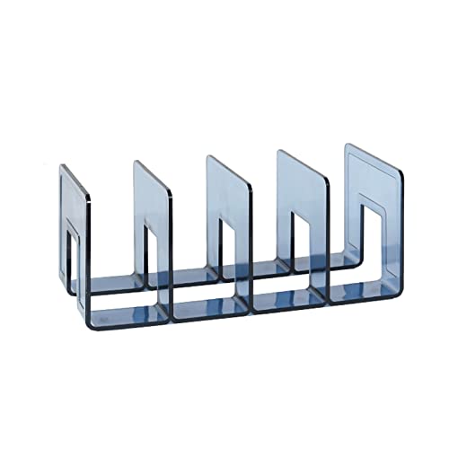 Buchstützen, Transparentes Bücherregal aus Acryl, Retro, mit Vier Gittern, Buchstützenteiler, Buch-Organizer-Halter for die Bibliothek, das Homeoffice, Schulbibliothek(Blue) von SBJKLYRN