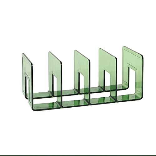 Buchstützen, Transparentes Bücherregal aus Acryl, Retro, mit Vier Gittern, Buchstützenteiler, Buch-Organizer-Halter for die Bibliothek, das Homeoffice, Schulbibliothek(Green) von SBJKLYRN
