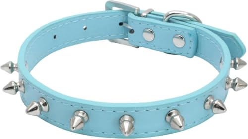 Hundehalsband， Hundehalsband mit Spikes und Nieten, verstellbar, schickes, dünnes for kleine, mittelgroße große Hunde, Katzen, Haustiere(Blue,XS) von SBJKLYRN