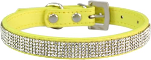 Hundehalsband， Personalisiertes Hundehalsband mit Strasssteinen, süßes, schillerndes for Katzen und Welpen Verstellbarer Metallschnalle(Light Yellow,M) von SBJKLYRN