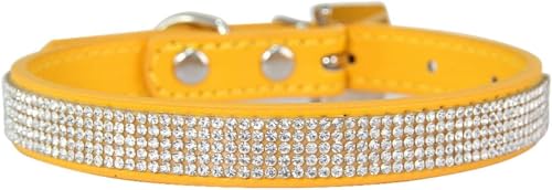 Hundehalsband， Personalisiertes Hundehalsband mit Strasssteinen, süßes, schillerndes for Katzen und Welpen Verstellbarer Metallschnalle(Yellow,M) von SBJKLYRN