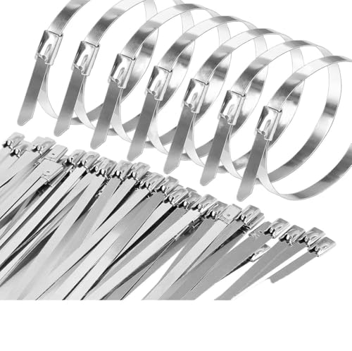 Metallkabelbinder， Ca Metal Selbstsichernde wiederverwendbare Hochleistungskabelbinder-Organizer Multifunktions-Kabelbinderverschluss aus Edelstahl, 60 Stück(60,4.6 * 200mm) von SBJKLYRN