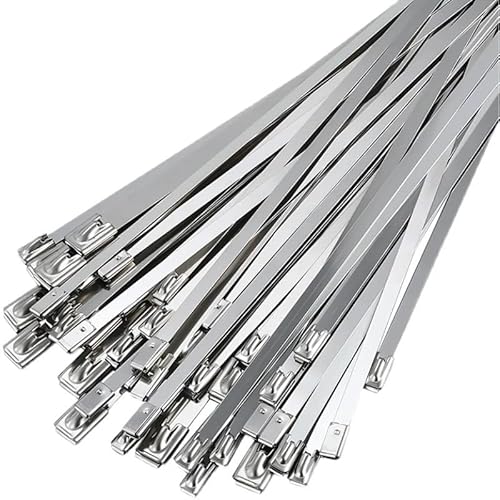 Metallkabelbinder， Ca. 10 20 100 Stück Edelstahl-Metall-Auspuffummantelung, beschichtetes Metall, Reißverschluss-Auspuff, multifunktionale Verriegelung(20pcs,100 x 4.6mm x 0.25mm) von SBJKLYRN