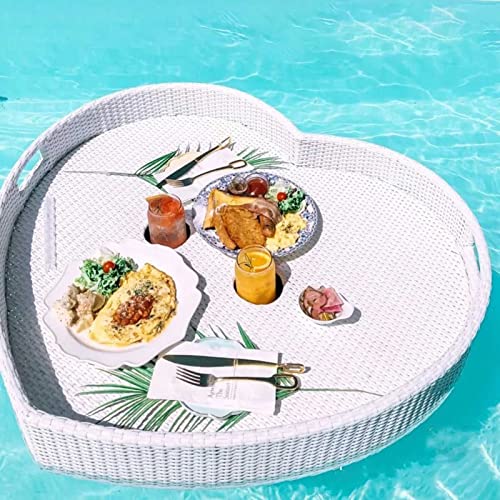 Palette， Bar mit Griffen, schwimmendes Tablett for Servieren von Getränken im Pool, Schwimmbecken-Schwimmhilfen for Erwachsene for Sandbänke, Spas, Badewanne(White) von SBJKLYRN