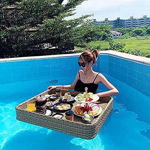 Palette， Essenstablett mit rechteckigem schwimmendem Tablett, handgefertigt, sorgfältig aus Rattan gewebt, Servierkorb for Tisch und Bar, for Servieren von Getränken(Apricot) von SBJKLYRN