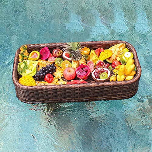Palette， Frühstückstablett auf dem Wasser mit Griffen – Schwimmbecken-Schwimmhilfe for Erwachsene for Sandbänke, Spas, Bäder und Partys(Brown,with Drink Holder) von SBJKLYRN