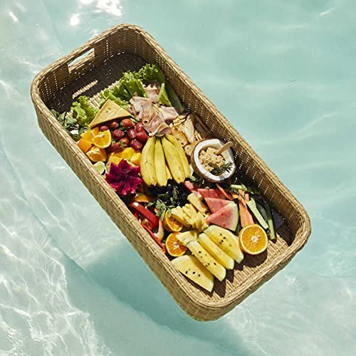 Palette， Frühstückstablett auf dem Wasser mit Griffen – Schwimmbecken-Schwimmhilfe for Erwachsene for Sandbänke, Spas, Bäder und Partys(Yellow,with Drink Holder) von SBJKLYRN