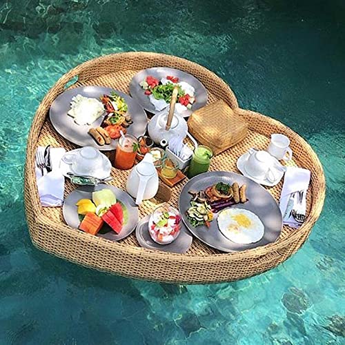 Palette， Luxuriöses schwimmendes Serviertablett, rund, Servier-/Salatbar-Tablett, Speisen- und Getränkehalter, Grill-Picknick, Poolparty-Buffet(Yellow,80X80X15CM) von SBJKLYRN