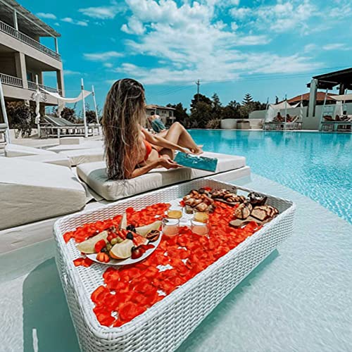 Palette， Rechteckige schwimmende Serviertabletts, Tisch und Bar for Erwachsene, stilvolles Frühstückstablett auf dem Wasser, schwimmende Bar for den Pool(White) von SBJKLYRN