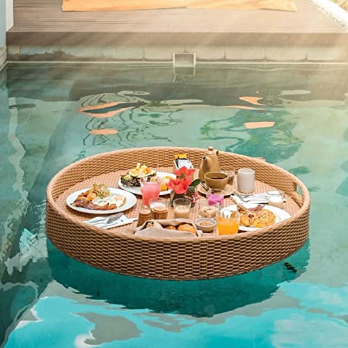 Palette， Runder schwimmender Serviertisch und Bar – Stilvolles Frühstückstablett auf dem Wasser – Schwimmende Bar for den Pool(Yellow,60X60X15CM) von SBJKLYRN