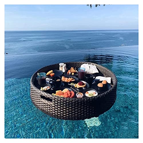 Palette， Schwarzes schwimmendes Serviertablett for Tisch und Bar, 60 x 15 cm, schwimmendes Rattantablett for Servieren von Getränken am Pool(Black,80x15cm) von SBJKLYRN