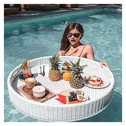 Palette， Schwarzes schwimmendes Serviertablett for Tisch und Bar, 60 x 15 cm, schwimmendes Rattantablett for Servieren von Getränken am Pool(White,80x15cm) von SBJKLYRN