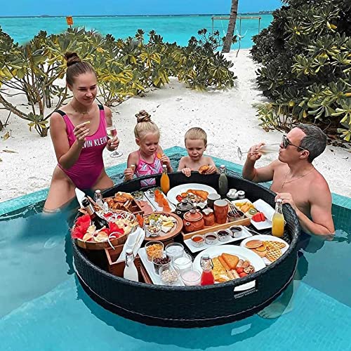 Palette， Schwimmbecken-Schwimmhilfen for Erwachsene for Sandbänke, Spas, Bäder und Partys | Schwimmendes Tablett for den Pool for Servieren von Getränken, Brunch(Black,80CM) von SBJKLYRN