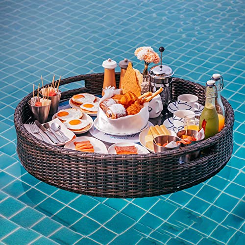 Palette， Schwimmbecken-Schwimmhilfen for Erwachsene for Sandbänke, Spas, Bäder und Partys | Schwimmendes Tablett for den Pool for Servieren von Getränken, Brunch(Brown,80CM) von SBJKLYRN