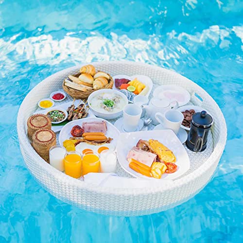Palette， Schwimmbecken-Schwimmhilfen for Erwachsene for Sandbänke, Spas, Bäder und Partys | Schwimmendes Tablett for den Pool for Servieren von Getränken, Brunch(White,80CM) von SBJKLYRN
