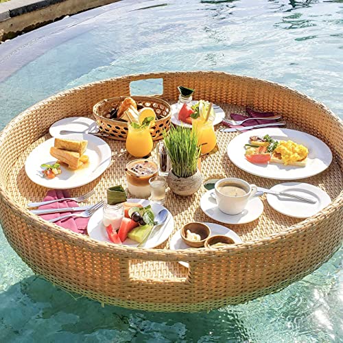 Palette， Schwimmbecken-Schwimmhilfen for Erwachsene for Sandbänke, Spas, Bäder und Partys | Schwimmendes Tablett for den Pool for Servieren von Getränken, Brunch(Yellow,80CM) von SBJKLYRN