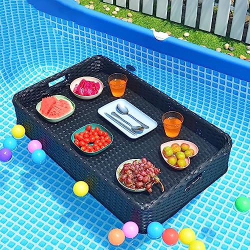Palette， Schwimmbecken-Schwimmhilfen for Erwachsene for Spas, Bäder und Partys | Schwimmendes Tablett for den Pool for Servieren von Getränken, Brunch, Essen auf dem(Black) von SBJKLYRN