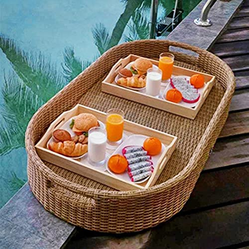 Palette， Schwimmender Getränkehalter for den Pool, Schwimmende Bar for den Pool, Rattan-Frühstückstablett auf dem Wasser, Schwimmendes Serviertablett(Apricot) von SBJKLYRN