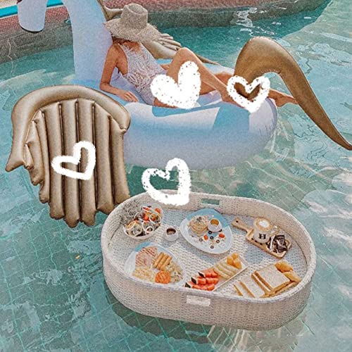 Palette， Schwimmender Serviertabletttisch und Bar – Schwimmbecken-Schwimmhilfen for Erwachsene for Servieren von Getränken, Brunch und Speisen auf dem Wasser(White) von SBJKLYRN