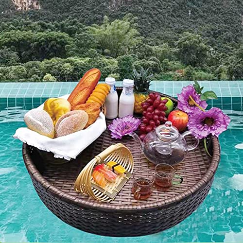 Palette， Schwimmendes Buffet-Tisch-Serviertablett mit Griffen, schwimmendes Serviertablett, Tischbar, Schwimmbecken, schwimmendes Tablett(Coffee,60CM) von SBJKLYRN
